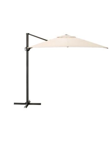 Ομπρέλα δαπέδου τετράγωνη αλουμινίου με βάση στήριξης μπεζ διάσταση 3x3m