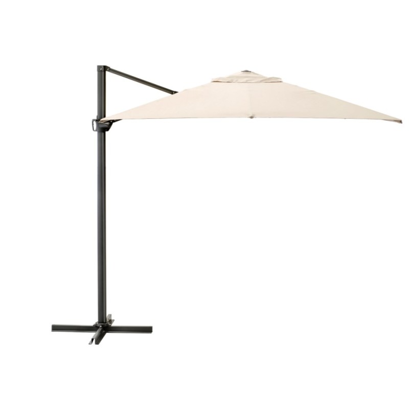 Ομπρέλα δαπέδου τετράγωνη αλουμινίου με βάση στήριξης μπεζ διάσταση 3x3m