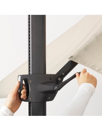 Ομπρέλα δαπέδου τετράγωνη αλουμινίου με βάση στήριξης μπεζ διάσταση 3x3m