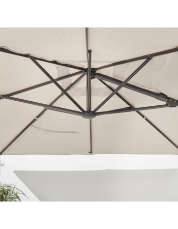 Ομπρέλα δαπέδου τετράγωνη αλουμινίου με βάση στήριξης μπεζ διάσταση 3x3m