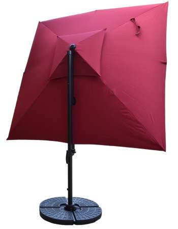 Επαγγελματική ομπρέλα δαπέδου τετράγωνη αλουμινίου 300x300cm βαρέως τύπου με Led φωτισμό σε χρώμα κόκκινο