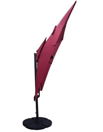 Επαγγελματική ομπρέλα δαπέδου τετράγωνη αλουμινίου 300x300cm βαρέως τύπου με Led φωτισμό σε χρώμα κόκκινο