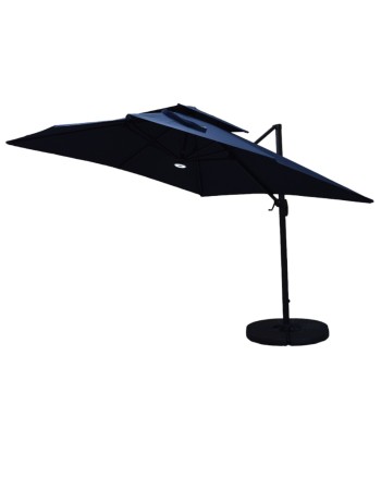 Επαγγελματική ομπρέλα δαπέδου τετράγωνη αλουμινίου 300x300cm βαρέως τύπου με Led φωτισμό σε χρώμα μπλε