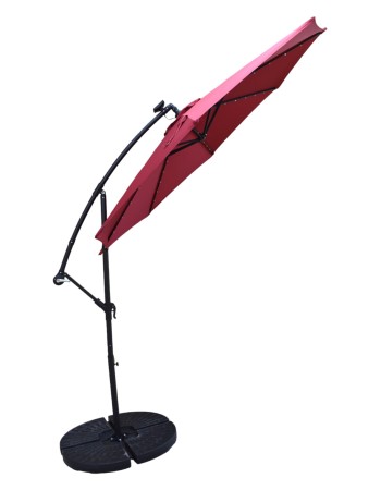 Επαγγελματική ομπρέλα αλουμινίου πλαϊνού ιστού με διάμετρο 300cm και led φωτισμό σε κόκκινο