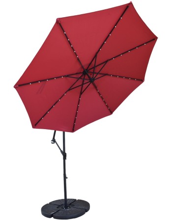 Επαγγελματική ομπρέλα αλουμινίου πλαϊνού ιστού με διάμετρο 300cm και led φωτισμό σε κόκκινο