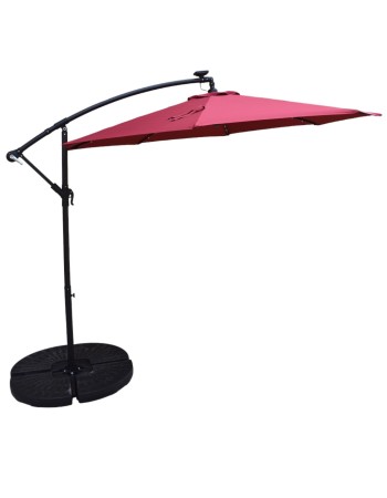 Επαγγελματική ομπρέλα αλουμινίου πλαϊνού ιστού με διάμετρο 300cm και led φωτισμό σε κόκκινο