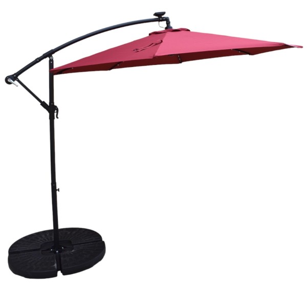 Επαγγελματική ομπρέλα αλουμινίου πλαϊνού ιστού με διάμετρο 300cm και led φωτισμό σε κόκκινο