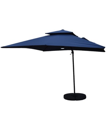 Επαγγελματική ομπρέλα δαπέδου τετράγωνη αλουμινίου 300x300cm βαρέως τύπου με Led φωτισμό σε χρώμα μπλε