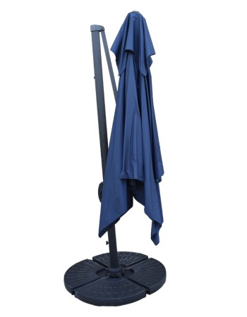 Επαγγελματική ομπρέλα δαπέδου τετράγωνη αλουμινίου 300x300cm βαρέως τύπου με Led φωτισμό σε χρώμα μπλε