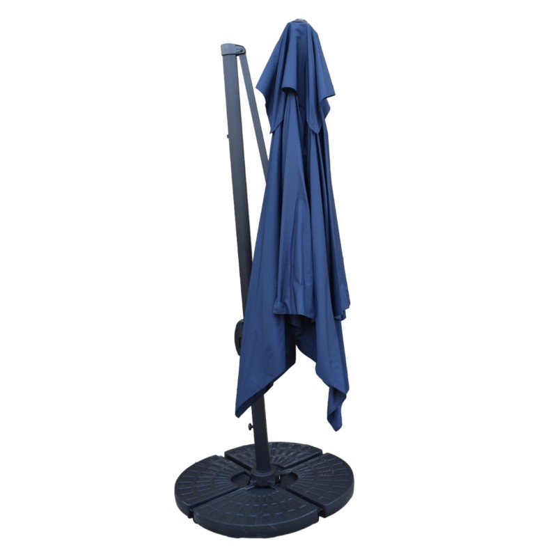 Επαγγελματική ομπρέλα δαπέδου τετράγωνη αλουμινίου 300x300cm βαρέως τύπου με Led φωτισμό σε χρώμα μπλε