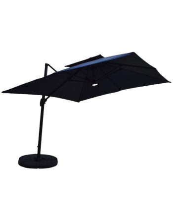 Επαγγελματική ομπρέλα δαπέδου τετράγωνη αλουμινίου 300x300cm βαρέως τύπου με Led φωτισμό σε χρώμα μπλε