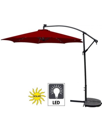 Επαγγελματική ομπρέλα αλουμινίου πλαϊνού ιστού με διάμετρο 300cm και led φωτισμό σε κόκκινο