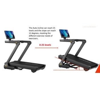 Επαγγελματικός διάδρομος γυμναστικής GymGus 4HP με ανάκληση έως 12 μοίρες και μέγιστη ταχύτητα 20km/h