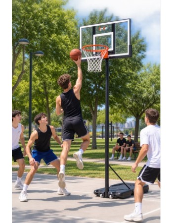 Μπασκέτα GymGus W003P με βάση και ρυθμιζόμενο ύψος στεφάνης από 100 έως 305 εκατοστά
