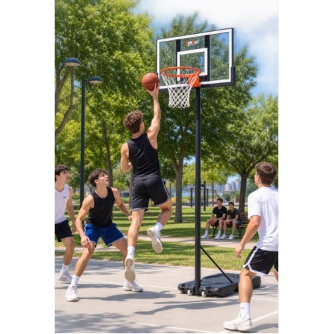 Μπασκέτα GymGus W003P με βάση και ρυθμιζόμενο ύψος στεφάνης από 100 έως 305 εκατοστά