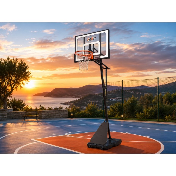 Μπασκέτα GymGus 018X με βάση και ρυθμιζόμενο ύψος στεφάνης από 108 έως 305 εκατοστά