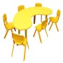 Σετ Παιδικό Τραπέζι πλαστικό μισοφέγγαρο με καρέκλες 7 τεμαχίων σε κίτρινο χρώμα 02624004
