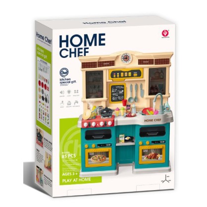 Kid educational game plastic kitchen 85 pieces with accessories sounds water function spary and lights Kid educational game plastic kitchen 85 pieces with accessories sounds water function spary and lights