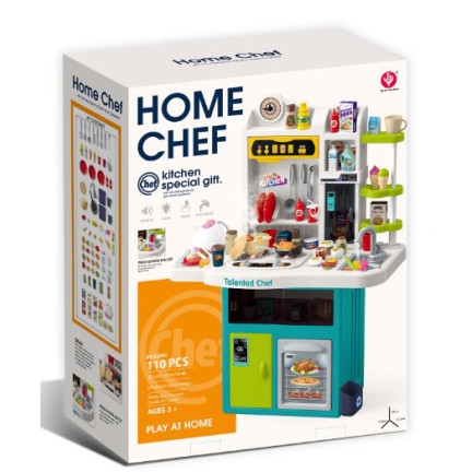 Kid educational game plastic kitchen 110 pieces with accessories sounds water function spary and lights Kid educational game plastic kitchen 110 pieces with accessories sounds water function spary and lights