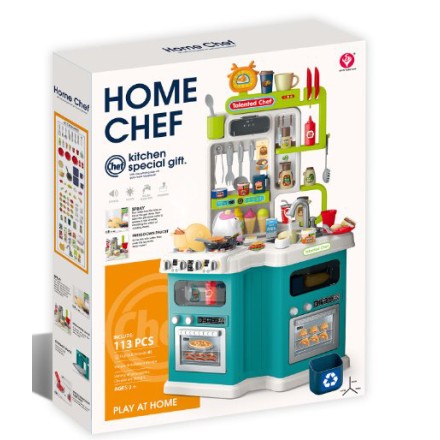 Kid educational game plastic kitchen 113 pieces with accessories sounds water function spary and lights Kid educational game plastic kitchen 113 pieces with accessories sounds water function spary and lights
