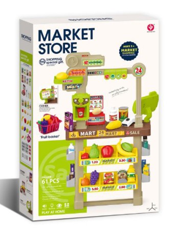Παιδικό παιχνίδι μίμησης Super Market 61 τεμαχίων με αξεσουάρ, ταμείο, ζυγαριά και ράφια