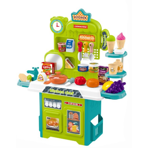 Kid educational game plastic kitchen 53 pieces with accessories