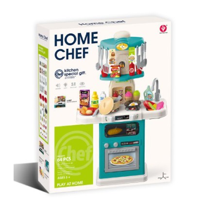 Kid educational game plastic kitchen 64 pieces with accessories sounds water function spary and lights Kid educational game plastic kitchen 64 pieces with accessories sounds water function spary and lights