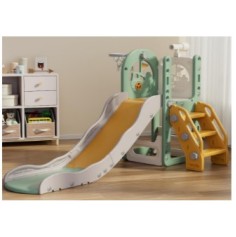 Πλαστική παιδική τσουλήθρα Βαρκούλα με τηλεσκόπιο και μπασκέτα σε πράσινο