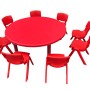 Σετ Πλαστικό Στρογγυλό Παιδικό Τραπέζι με καρέκλες 7 τεμαχίων σε Κόκκινο χρώμα 
