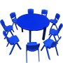Σετ Πλαστικό Στρογγυλό Παιδικό Τραπέζι με καρέκλες 7 τεμαχίων σε Μπλε χρώμα 