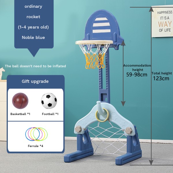 Πλαστική παιδική μπασκέτα  3 σε 1 με τέρμα και κρίκους σε μπλε