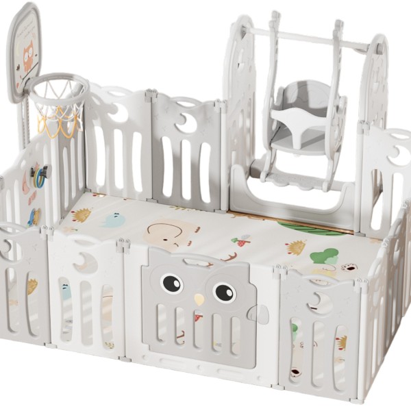 Πλαστικός παιδικός φράχτης σετ με κούνια και μπασκε΄τα Κουκουβάγια 179x143 σε Γκρι Πλαστικός παιδικός φράχτης σετ με κούνια και μπασκε΄τα Κουκουβάγια 179x143 σε Γκρι