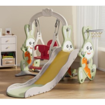 Πλαστική παιδική χαρά κο΄ύνια τσουλήθρα Κουνελάκι με μπασκέτα σε πράσινο
