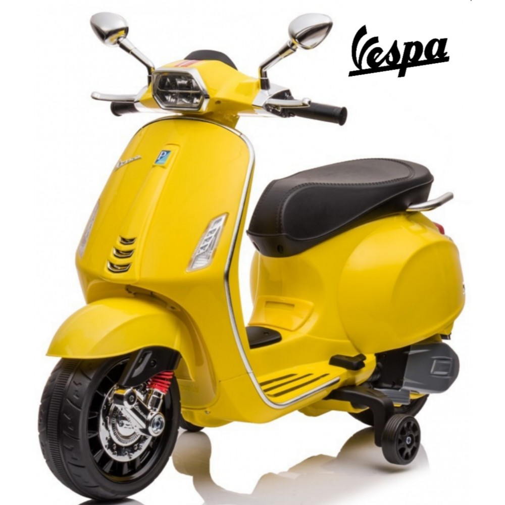 Ηλεκτροκίνητη Παιδική Μηχανή Licensed Vespa Piaggio 12V σε Κίτρινο