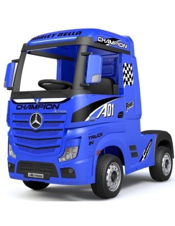 Ηλεκτροκίνητο Παιδικό Φορτηγό Mercedes Benz Actros Licensed 12V με Δερμάτινο Κάθισμα και Λάστιχα Τύπου Αυτοκινήτου Μπλε