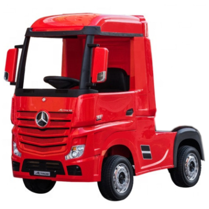 Ηλεκτροκίνητο Παιδικό Φορτηγό Mercedes Benz Actros Licensed 12V με Δερμάτινο Κάθισμα και Λάστιχα Τύπου Αυτοκινήτου σε Κόκκινο χρώμα