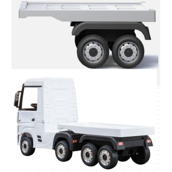 Τρέιλερ για ηλεκτροκίνητο παιδικό φορτηγό Scania και Marcedes σε λευκό