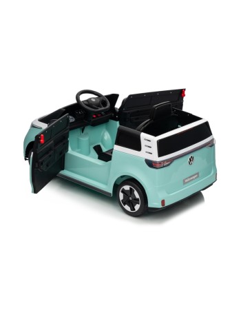 Ηλεκτροκίνητο παιδικό αυτοκίνητο Licensed Volkswagen ID BUZZ 12V με δερμάτινο κάθισμα και ελαστικά τύπου αυτοκινήτου τυρκουάζ