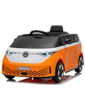 Ηλεκτροκίνητο παιδικό αυτοκίνητο Licensed Volkswagen ID BUZZ 12V με δερμάτινο κάθισμα και ελαστικά τύπου αυτοκινήτου πορτοκαλί