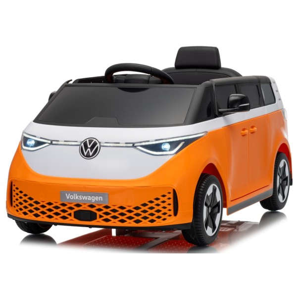 Ηλεκτροκίνητο παιδικό αυτοκίνητο Licensed Volkswagen ID BUZZ 12V με δερμάτινο κάθισμα και ελαστικά τύπου αυτοκινήτου πορτοκαλί
