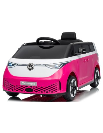 Ηλεκτροκίνητο παιδικό αυτοκίνητο Licensed Volkswagen ID BUZZ 12V με δερμάτινο κάθισμα και ελαστικά τύπου αυτοκινήτου ροζ