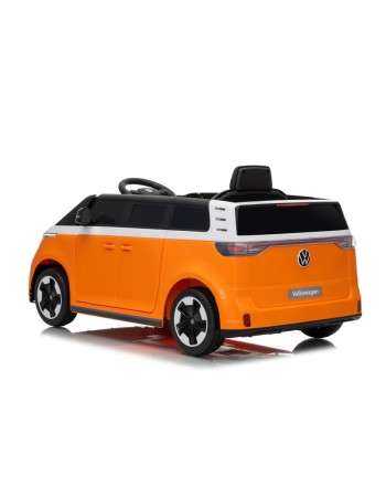 Ηλεκτροκίνητο παιδικό αυτοκίνητο Licensed Volkswagen ID BUZZ 12V με δερμάτινο κάθισμα και ελαστικά τύπου αυτοκινήτου πορτοκαλί