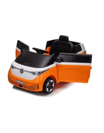 Ηλεκτροκίνητο παιδικό αυτοκίνητο Licensed Volkswagen ID BUZZ 12V με δερμάτινο κάθισμα και ελαστικά τύπου αυτοκινήτου πορτοκαλί