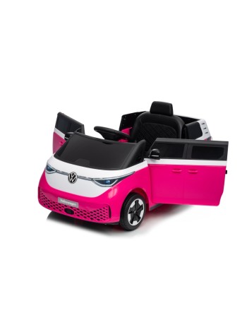 Ηλεκτροκίνητο παιδικό αυτοκίνητο Licensed Volkswagen ID BUZZ 12V με δερμάτινο κάθισμα και ελαστικά τύπου αυτοκινήτου ροζ