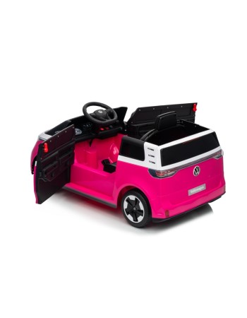 Ηλεκτροκίνητο παιδικό αυτοκίνητο Licensed Volkswagen ID BUZZ 12V με δερμάτινο κάθισμα και ελαστικά τύπου αυτοκινήτου ροζ