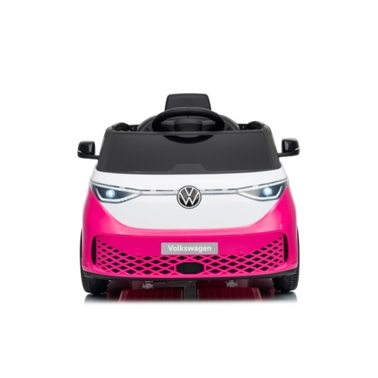 Ηλεκτροκίνητο παιδικό αυτοκίνητο Licensed Volkswagen ID BUZZ 12V με δερμάτινο κάθισμα και ελαστικά τύπου αυτοκινήτου ροζ
