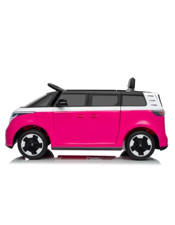 Ηλεκτροκίνητο παιδικό αυτοκίνητο Licensed Volkswagen ID BUZZ 12V με δερμάτινο κάθισμα και ελαστικά τύπου αυτοκινήτου ροζ