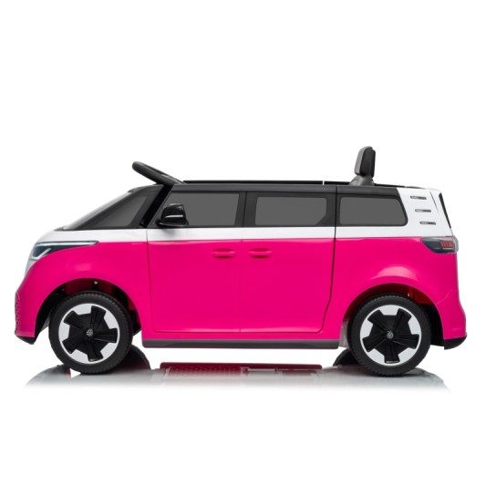 Ηλεκτροκίνητο παιδικό αυτοκίνητο Licensed Volkswagen ID BUZZ 12V με δερμάτινο κάθισμα και ελαστικά τύπου αυτοκινήτου ροζ