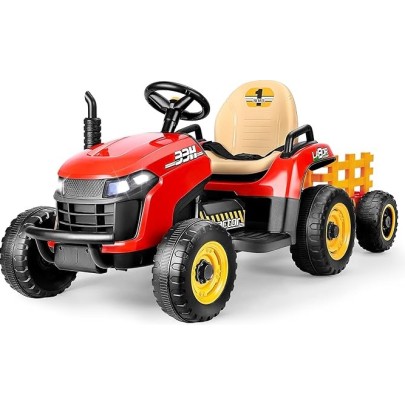 Ηλεκτροκίνητο παιδικό τρακτέρ με τρέιλερ 24V ηλικίας 3-8 ετών κόκκινο