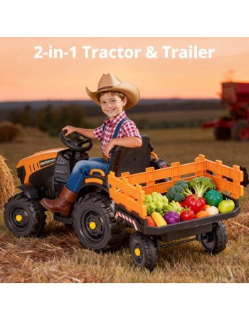 Ηλεκτροκίνητο παιδικό τρακτέρ με τρέιλερ Licensed JCB 12V ηλικίας 3-8 ετών